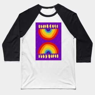 Rainbow Chanukiah Purple Print Baseball T-Shirt